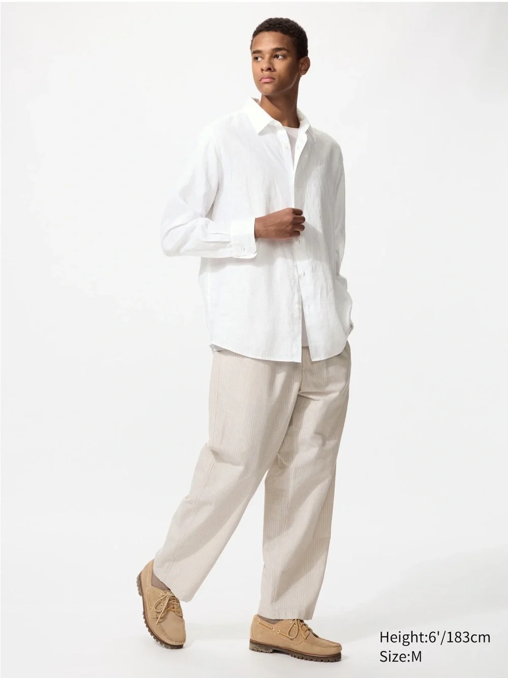 Uniqlo Men's Linen Easy Ankle Pants Striped Sz M NEW